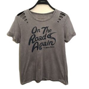 LEVIS On The Road Again Willie Nelson Distressed Graphic Tee, Gray-  S